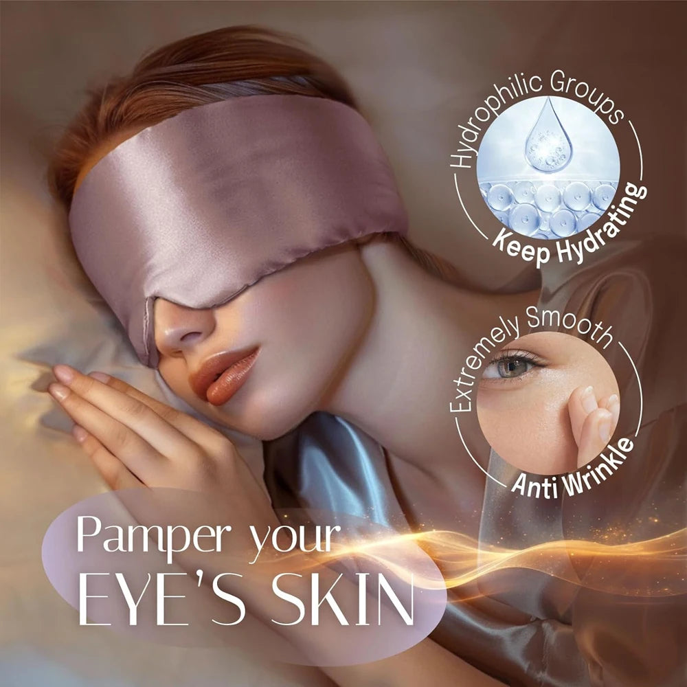 Wayke Mulberry Silk Sleep Mask, Blackout Padded Eye Mask for Sleep and Travel