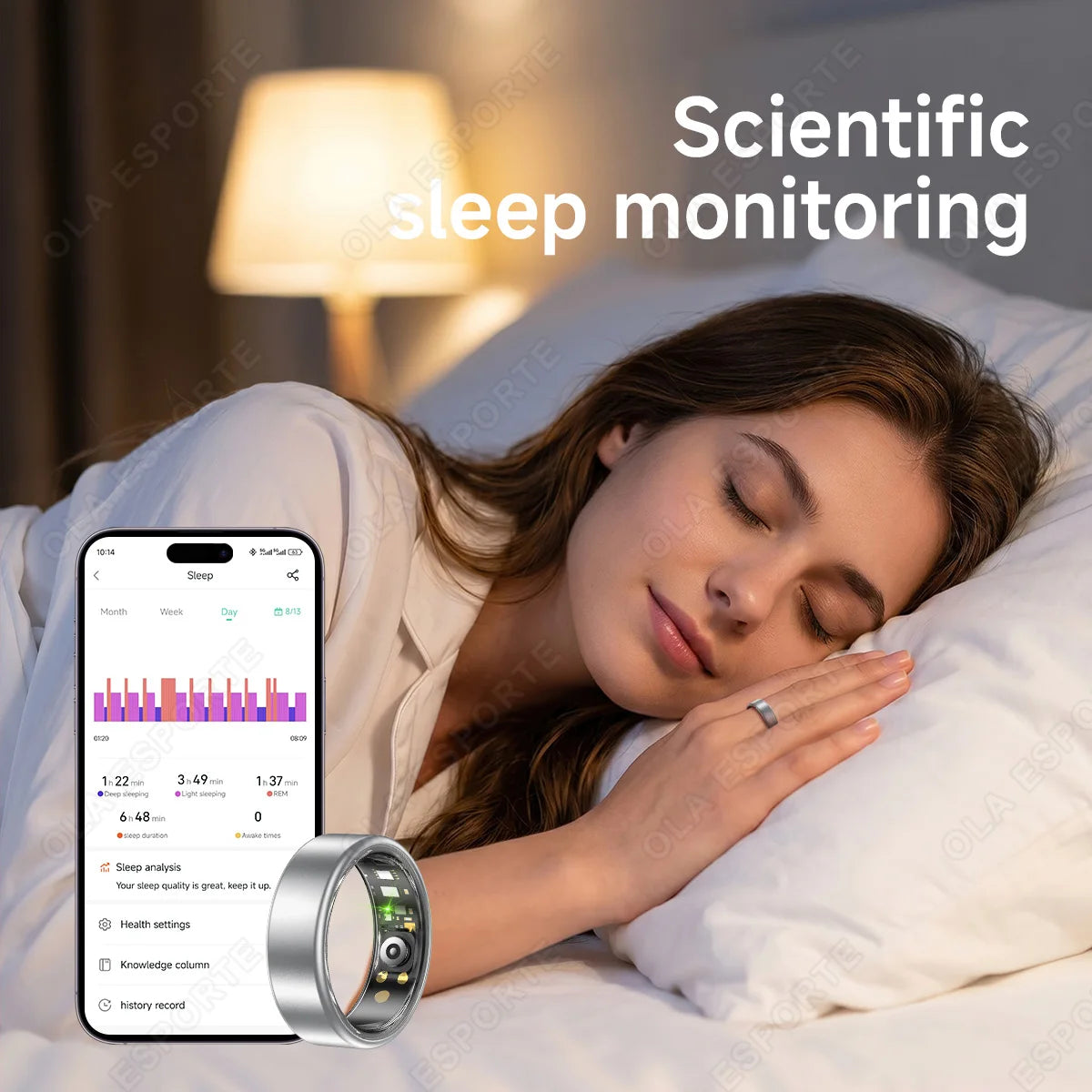 Wayke Smart Ring Sleep Tracker for Men and Women, Connects with iOS and Android