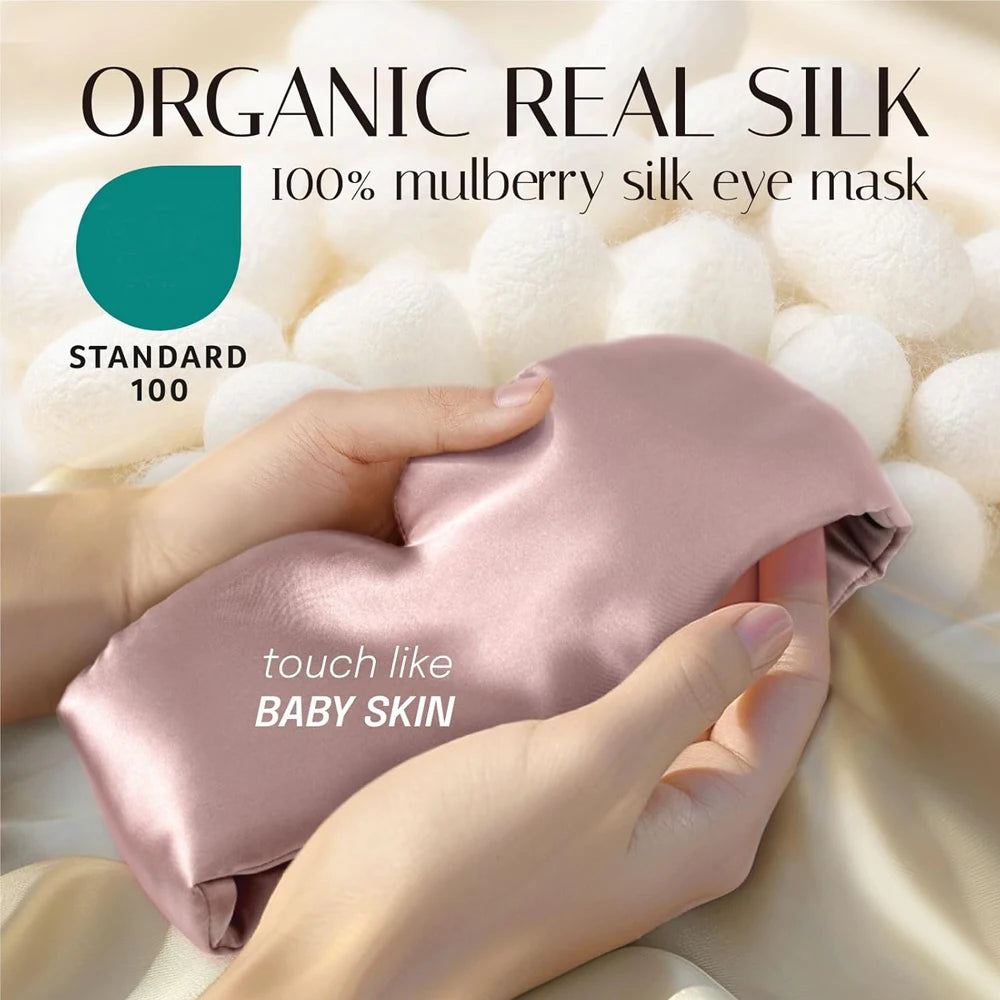 Wayke Mulberry Silk Sleep Mask, Blackout Padded Eye Mask for Sleep and Travel