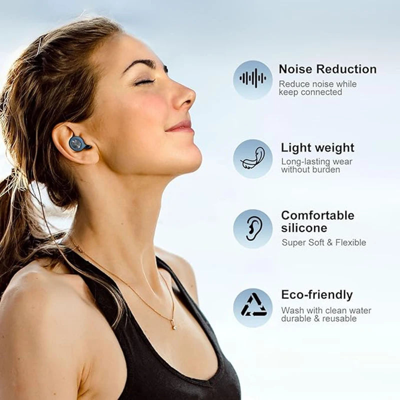 Wayke Silicone Sleep Earplugs, Reusable Noise-Reducing Ear Plugs with Pouch