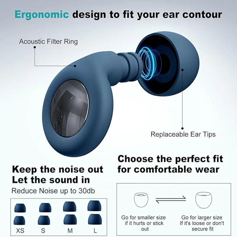 Wayke Silicone Sleep Earplugs, Reusable Noise-Reducing Ear Plugs with Pouch