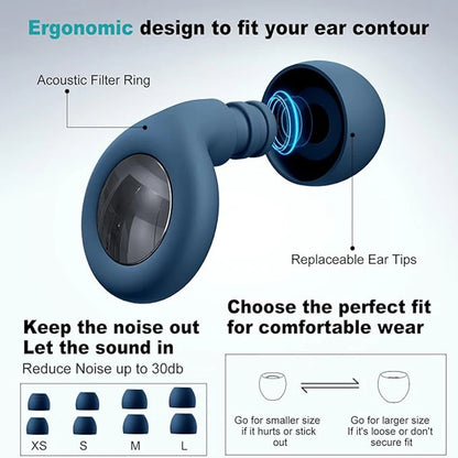 Wayke Silicone Sleep Earplugs, Reusable Noise-Reducing Ear Plugs with Pouch