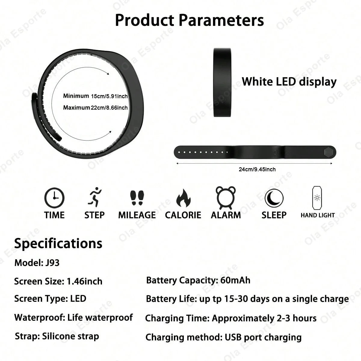 Wayke Vibrating Alarm Wristband, Silent Wake-Up Bracelet, USB Rechargeable