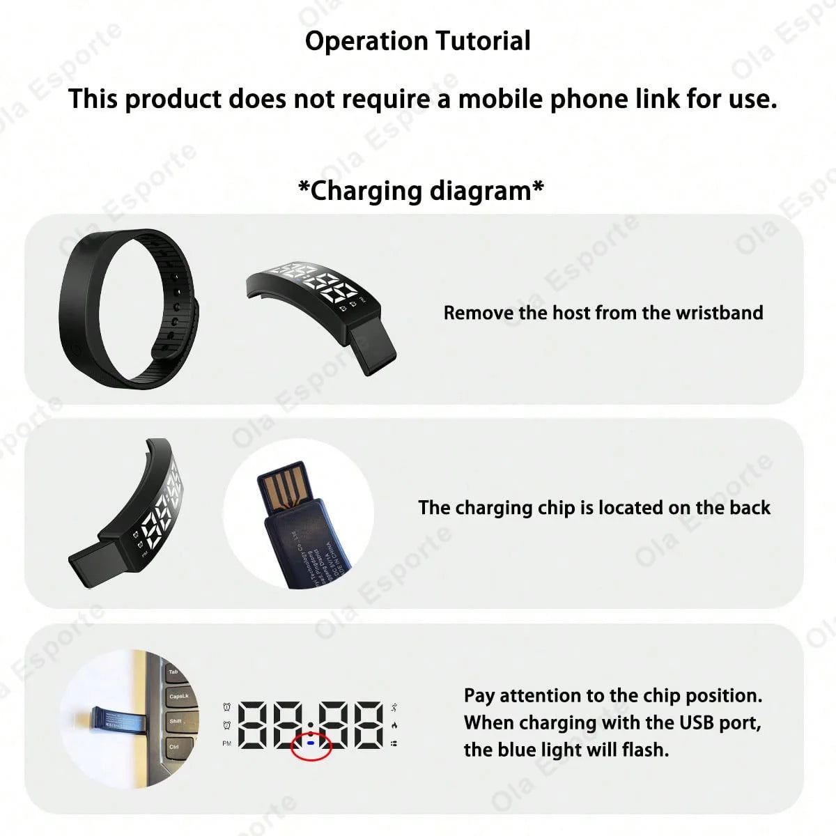 Wayke Vibrating Alarm Wristband, Silent Wake-Up Bracelet, USB Rechargeable