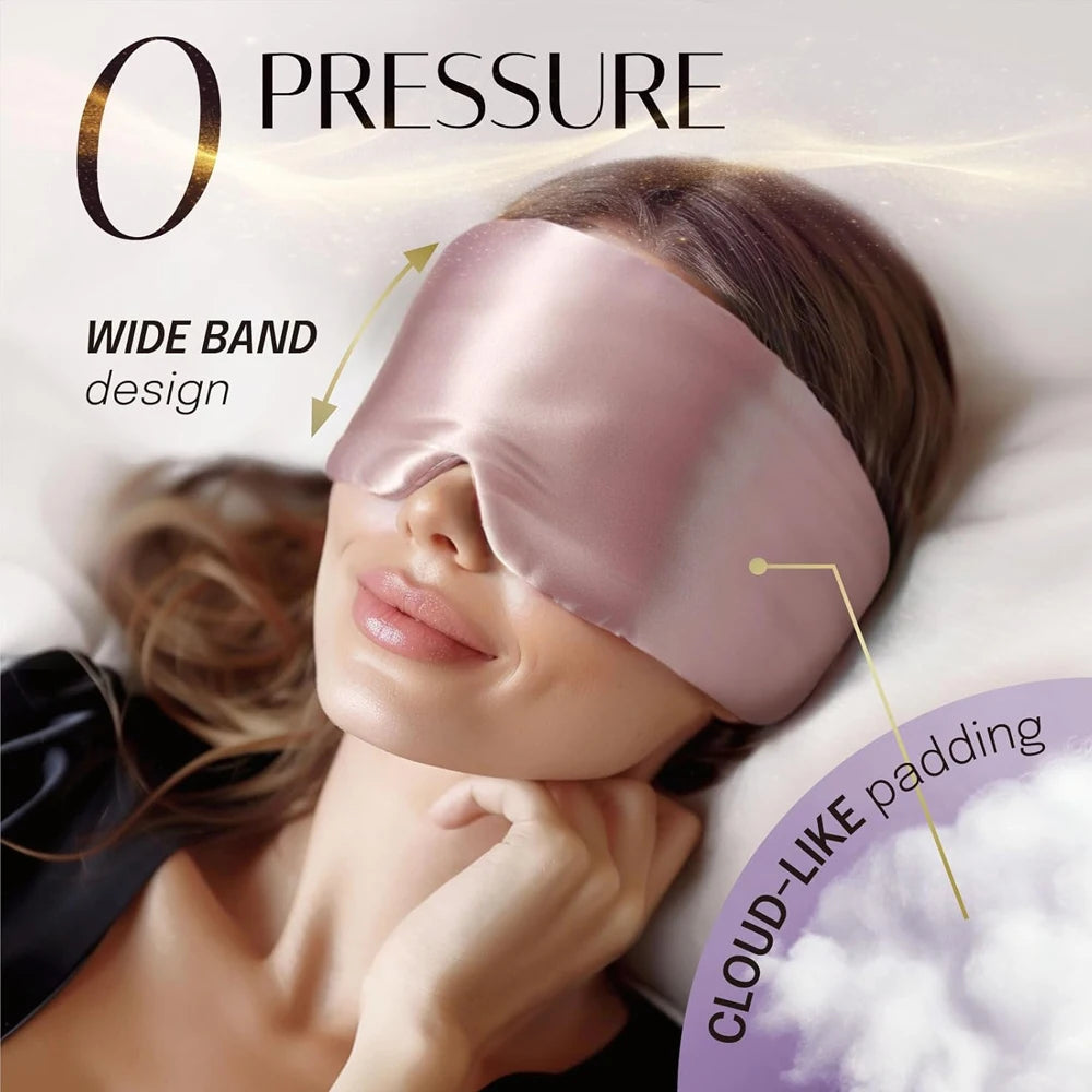 Wayke Mulberry Silk Sleep Mask, Blackout Padded Eye Mask for Sleep and Travel