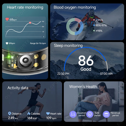 Wayke Smart Ring Sleep Tracker for Men and Women, Connects with iOS and Android